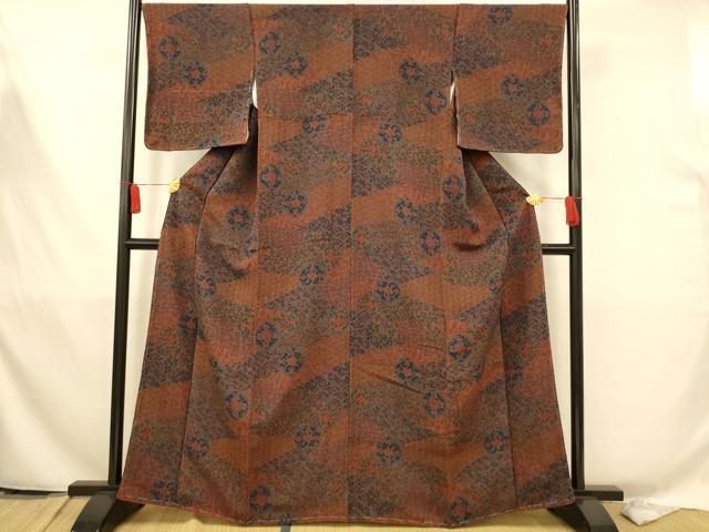 平和屋着物■上質な小紋 吉祥花文 鬼しぼ縮緬 正絹 逸品 AAAS2376fw