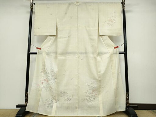 平和屋着物*夏物 訪問着 生紬 手描き 草花文 正絹 逸品 CAAT4319ut 平和屋着物*夏物 訪問着 生紬 手描き 草花文 正絹 逸品 CAAT4319ut