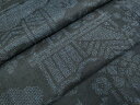 平和屋着物●結城紬 100亀甲 風景草花文 正絹 逸品 DAAO1424du(4)