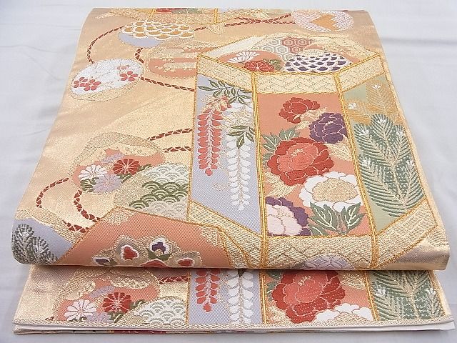 平和屋着物◎六通柄袋帯　唐織　宮廷乃遊び　金銀糸　逸品　BAAI3811ea