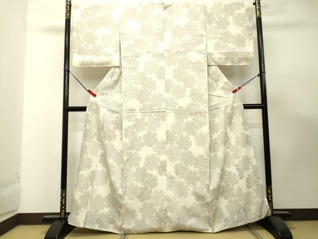 平和屋着物●本塩沢　110亀甲　雪輪文　正絹　逸品　DAAS2319tw