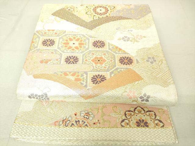 平和屋着物◎六通柄袋帯 地紙花文 金糸 正絹 逸品 DAAN8003rt