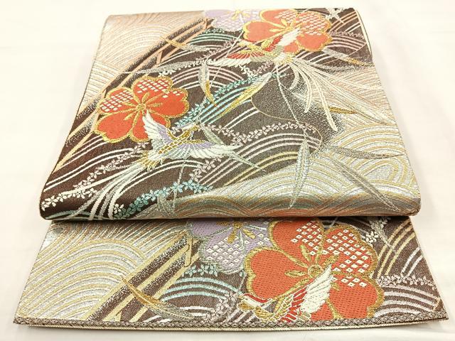 Other - 平和屋着物◎六通柄袋帯　唐織　鳳凰流水花文　金銀糸　正絹　逸品　BAAO0963cm
