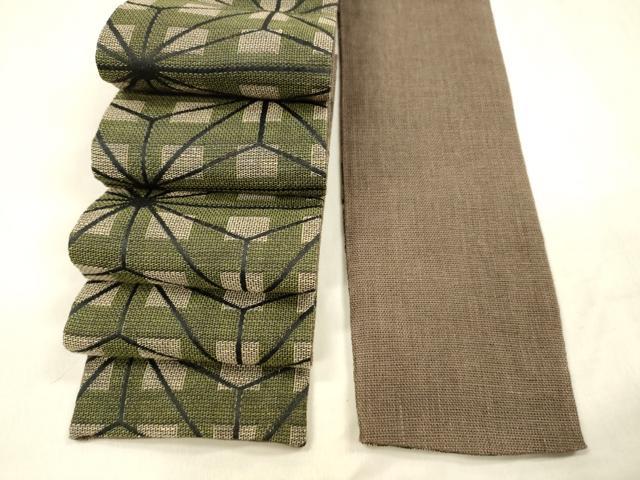 Obi - 平和屋着物＊夏物　男性　角帯　格子麻の葉文　正絹　逸品　DABD6911cm