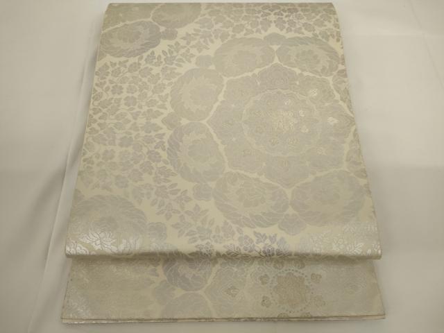 平和屋着物◎六通柄袋帯　正倉院花文　銀糸　正絹　逸品　AAAM9570jx