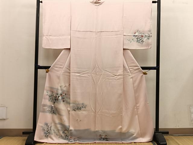 Rakuten - 平和屋着物■訪問着　舞蝶花文　正絹　逸品　BAAX5101mz