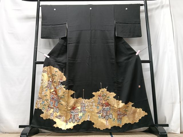 平和屋着物■豪華黒留袖　作家物　手描き　祇園祭　銀彩　正絹　逸品　CABB2963xe