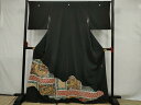 平和屋着物■豪華黒留袖 作家物 駒刺繍 道長鳳凰文 金彩 正絹 逸品 AAAQ6740ru