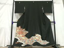 平和屋着物■豪華黒留袖 駒刺繍 花車文 金彩 正絹 逸品 AAAY3564mf