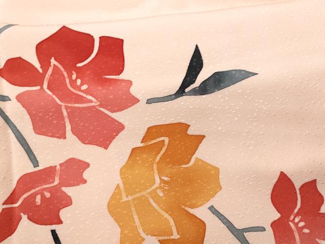 平和屋着物■上質な小紋　枝花文　正絹　逸品　CABC9073fb
