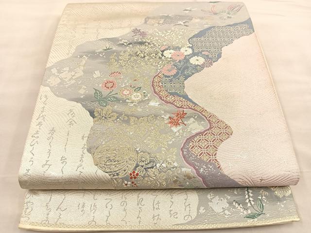 平和屋着物◎西陣　とみや織物謹製　とみや帯　六通柄袋帯　里乃幸　金銀糸　正絹　逸品　BAAT1509gt