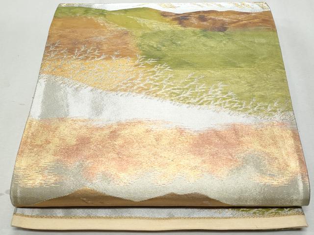 平和屋着物◎六通柄袋帯　遠山風景文　金銀糸　正絹　逸品　CAAZ4694fb