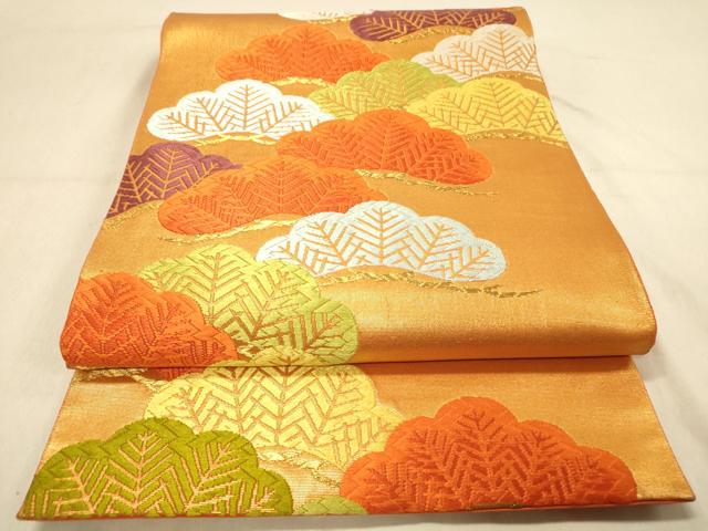 平和屋着物◎六通柄袋帯　唐織　松文　金糸　正絹　逸品　DAAY4310jm