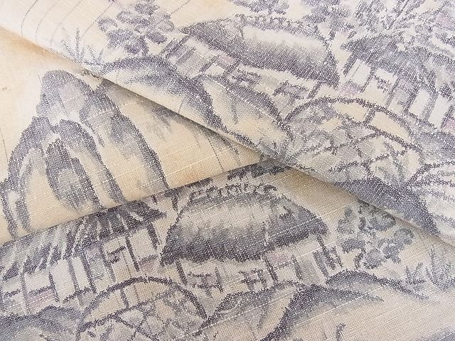 平和屋着物■上質な紬　風景樹林文　逸品　xg4083