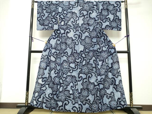 平和屋着物∴夏物　浴衣　有松鳴海絞り　花唐草文　綿　逸品　DABI3504cd