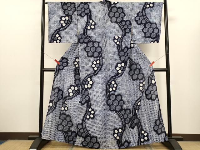 平和屋着物∴夏物　浴衣　有松鳴海絞り　枝花文　綿　逸品　CABK6416ze