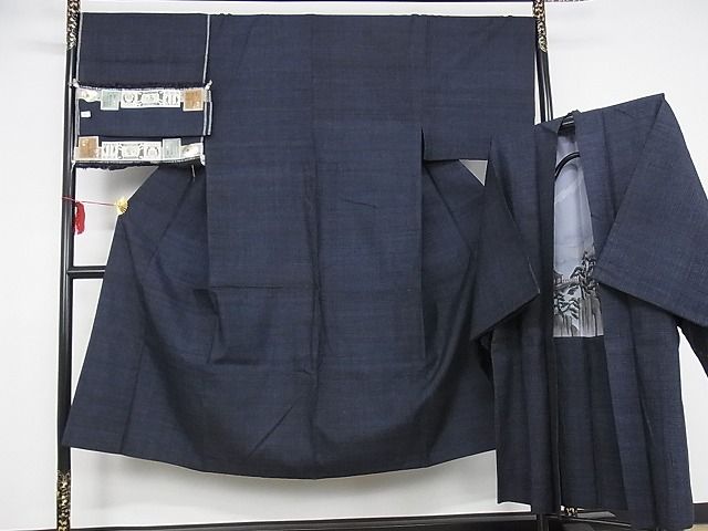 平和屋本店■極上 男性 本場結城紬 重要無形文化財 アンサンブル 100亀甲 総詰 奥順謹製 証紙付 正絹 逸品 KAAA0411kk4