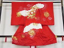 平和屋本店■極上 七五三 女の子 3歳 祝着 三つ身 長襦袢セット 駒刺繍 絞り 束ね熨斗花文 金糸 正絹 逸品 4kk4081