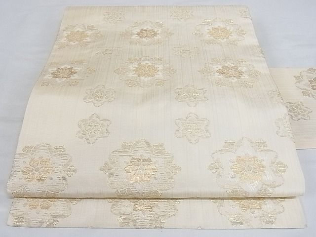 平和屋本店■極上 洛風林 工芸帯地 九寸名古屋帯 舞花文 金糸 正絹 逸品 3kk3042のサムネイル