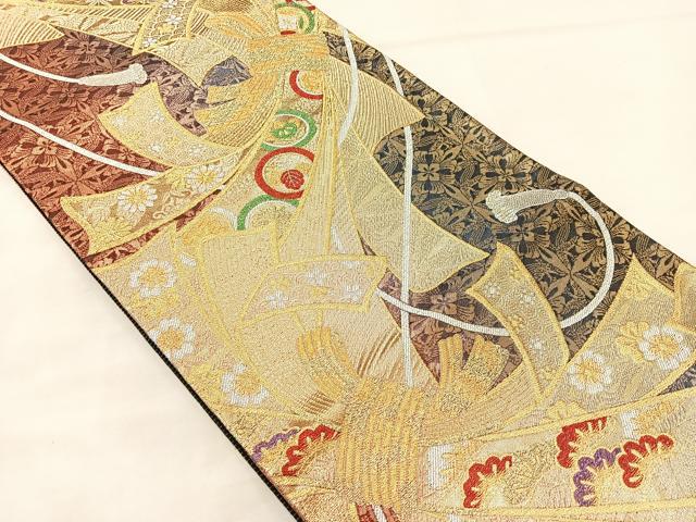 平和屋着物◎六通柄袋帯　束ね熨斗慶長文　金銀糸　正絹　逸品　BAAM0004if