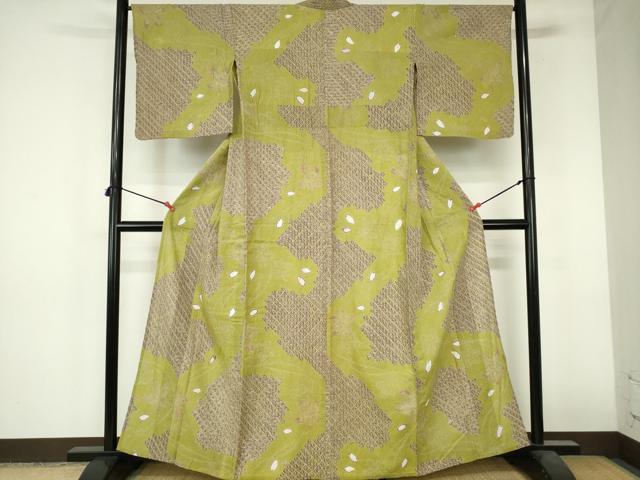 平和屋着物∴夏物　浴衣　有松鳴海絞り　流水舞桜文　綿　逸品　DABI3402cd