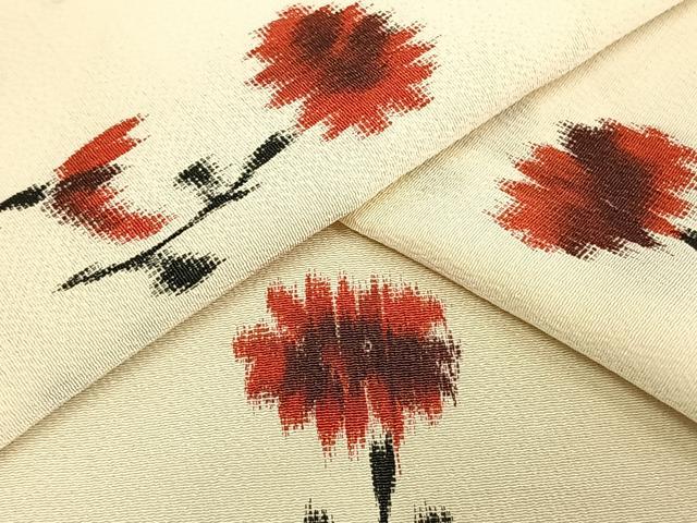 平和屋着物▽上質な小紋 単衣 草花文 正絹 逸品 AAAU4492fy