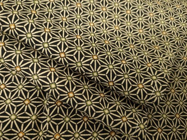651麻の葉柄小紋 単品 美品】 小紋 身丈160.5cm 裄丈66cm M 袷 桜 麻の葉 青灰色 化繊 優品