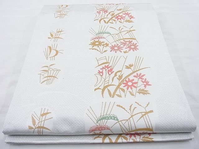 衣带 - 平和屋着物◎六通柄袋帯　秋草文　逸品　BAAI6311cm