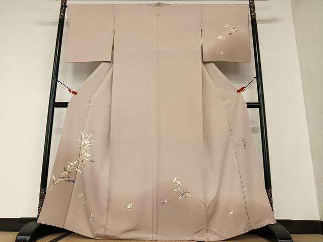 平和屋着物●小紋師　鷲津芳雄　訪問着　短冊文　寄せ小紋柄　たたき染め　正絹　逸品　AAAU0399np 平和屋着物○小紋師 鷲津芳雄 訪問着 短冊文 寄せ小紋柄 たたき