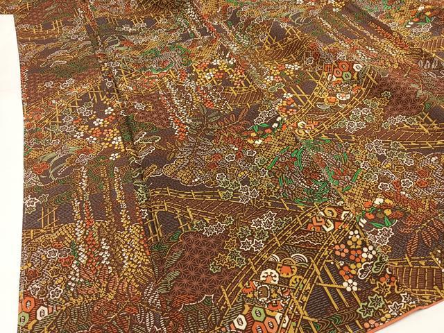 平和屋着物■上質な小紋　風景文　正絹　逸品　未使用　AABB9398mf