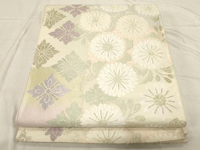 平和屋着物●六通柄袋帯　唐織　菱花文　金糸　正絹　逸品　CABD4122dy