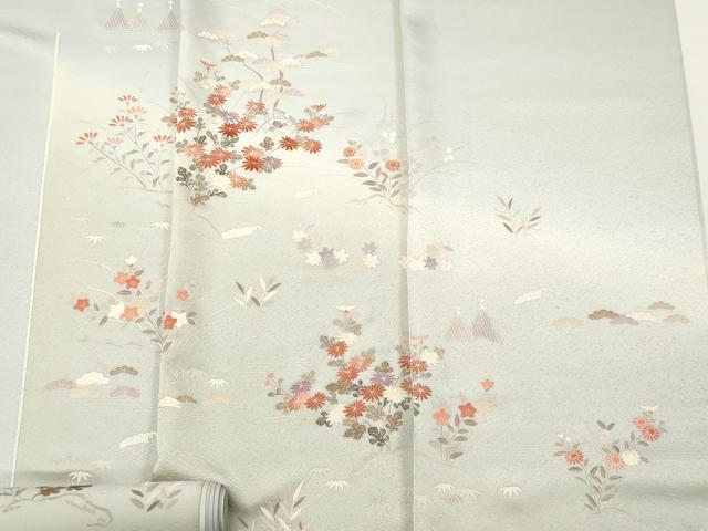 平和屋着物▼付下げ　反物　着尺　刺繍　網干立波花文　松竹梅　暈し染め　金彩　逸品　未使用　DABB6269we