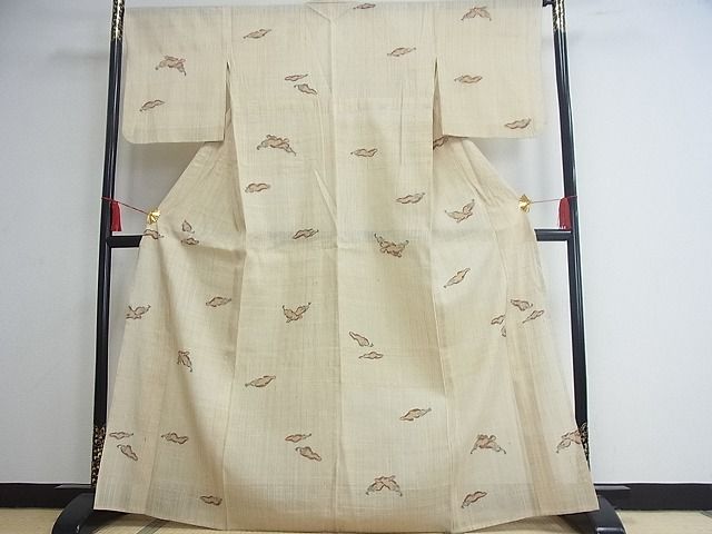 平和屋着物■夏物 小紋 生紬 成り物 唐辛子 正絹 逸品 AAAI3669Acs