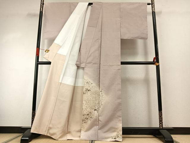 平和屋の平和屋着物●石川県指定無形文化財　牛首紬　白山工房　手織り　訪問着　草花文　正絹　逸品　AABJ4202fy｜アングル2