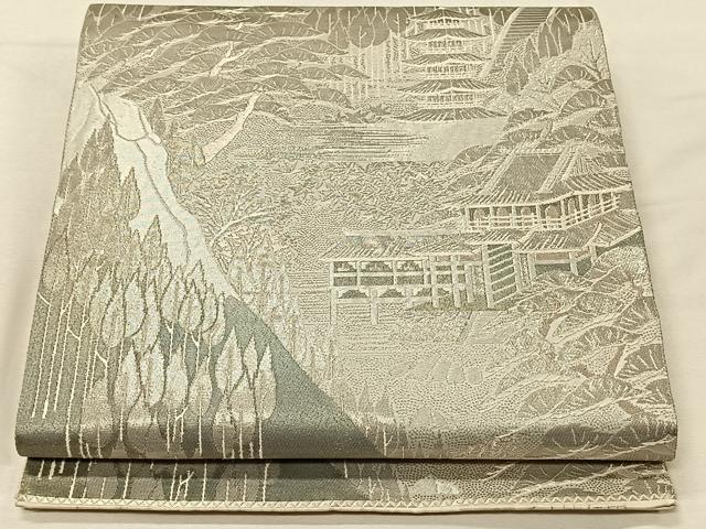 平和屋着物◎六通柄袋帯　高山寺遠景　プラチナ箔　正絹　逸品　CAAV1998qv