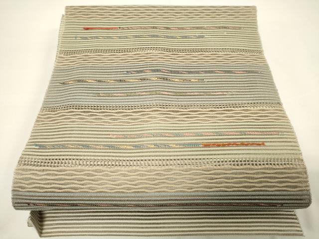 平和屋着物＊夏物　八寸名古屋帯　絽綴れ　横段文　正絹　逸品　CAAV5049eg