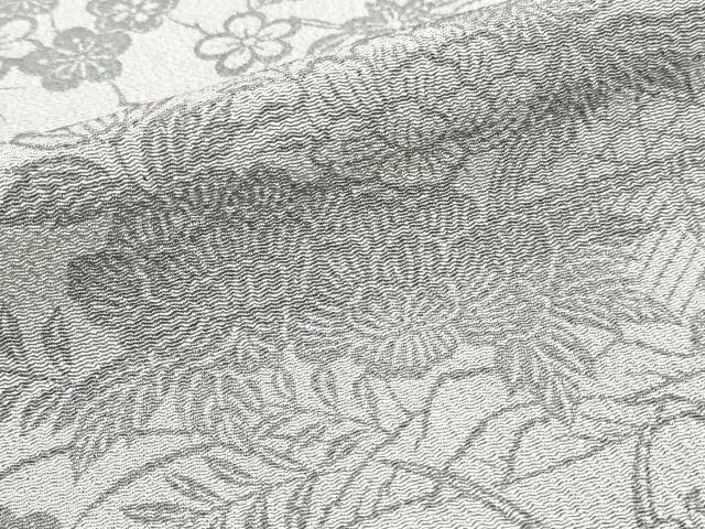 Rakuten - 平和屋着物■上質な小紋　型染め　流水草花文　鬼しぼ縮緬　正絹　逸品　DABG6123xg