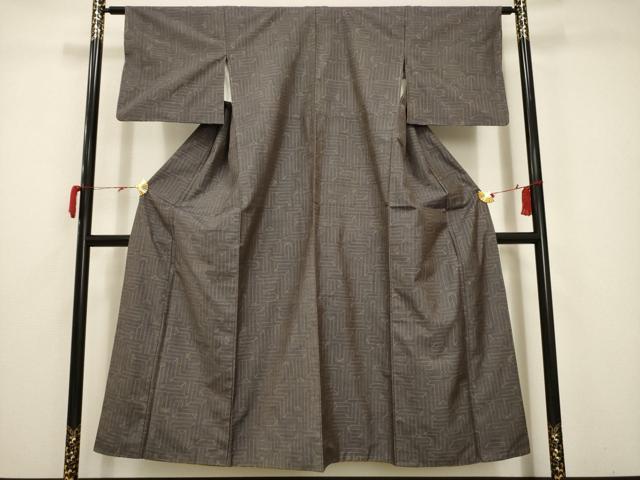 平和屋着物■上質な紬 幾何学文様 正絹 逸品 AABB8906sx