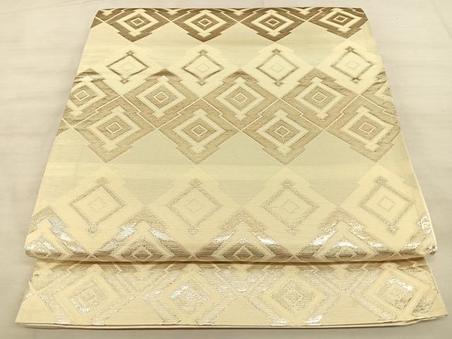 平和屋着物◎六通柄袋帯 松皮菱 銀糸 正絹 逸品 BAAW7159qw