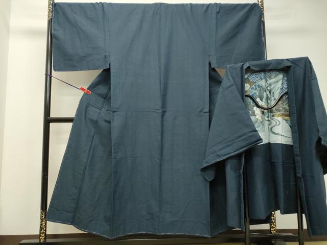 平和屋着物●男性　紬　アンサンブル　褐返色　正絹　逸品　DAAT1347tw