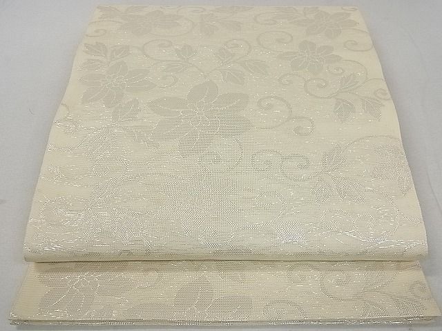 平和屋着物■夏物　六通柄袋帯　洋花唐草文　銀糸　逸品　DAAG3534ea