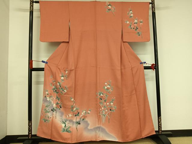 平和屋着物■訪問着 枝花文 暈し染め 正絹 逸品 AAAS3458mf