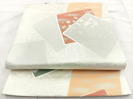 平和屋着物◎六通柄袋帯 唐織 色紙箔散らし文 銀糸 正絹 逸品 BAAN1119cm 平和屋着物◎六通柄袋帯 唐織 色紙箔散らし文 銀糸 正絹 逸品 BAAN1119cm
