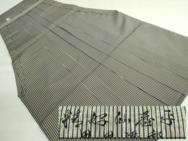 平和屋本店●極上　男性　人間国宝　甲田綏郎　精好仙台平　馬乗り袴　縞　逸品　DZAB3190kh6