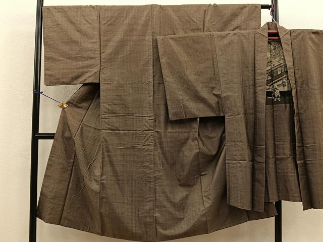 平和屋着物■男性 紬 アンサンブル 亀甲絣 正絹 逸品 BAAP8825hz