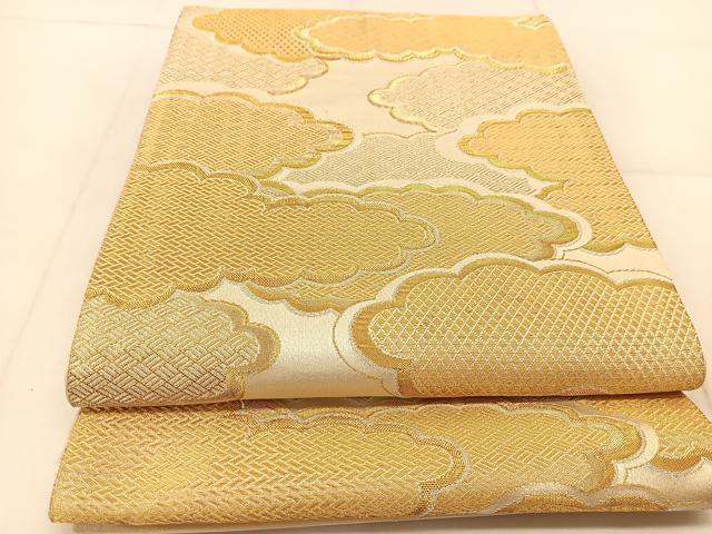 平和屋着物◎六通柄袋帯　雲取り吉祥文　金銀糸　正絹　逸品　BAAU2349yc