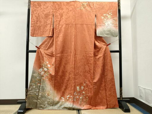 平和屋着物■訪問着 破れ色紙立波草花文 暈し染め 金彩 正絹 逸品 CAAR2152yc 平和屋着物■訪問着 破れ色紙立波草花文 暈し染め 金彩 正絹 逸品 CAAR2152yc