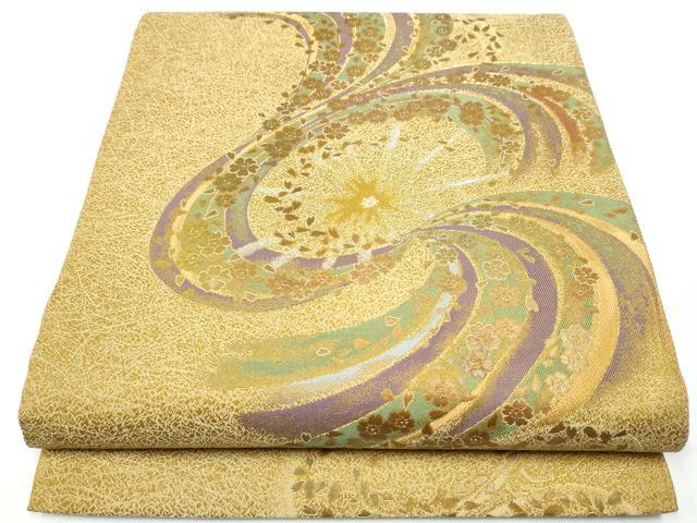 平和屋着物●両面　六通柄袋帯　桜輝　金銀糸　正絹　逸品　CAAY9713hy