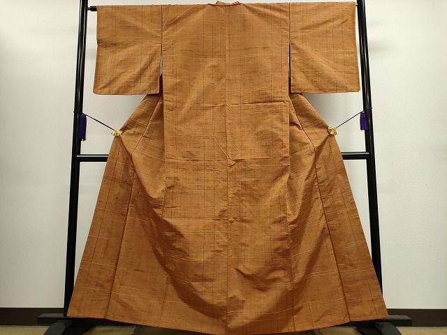 平和屋着物■上質な紬　格子柄　逸品　CAAG5846ng