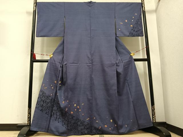 Rakuten - 平和屋着物●訪問着　紬地　枝梅宝尽くし　金彩　正絹　逸品　AABC9286ph